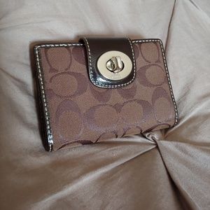 Brown Coach Turnlock Wallet